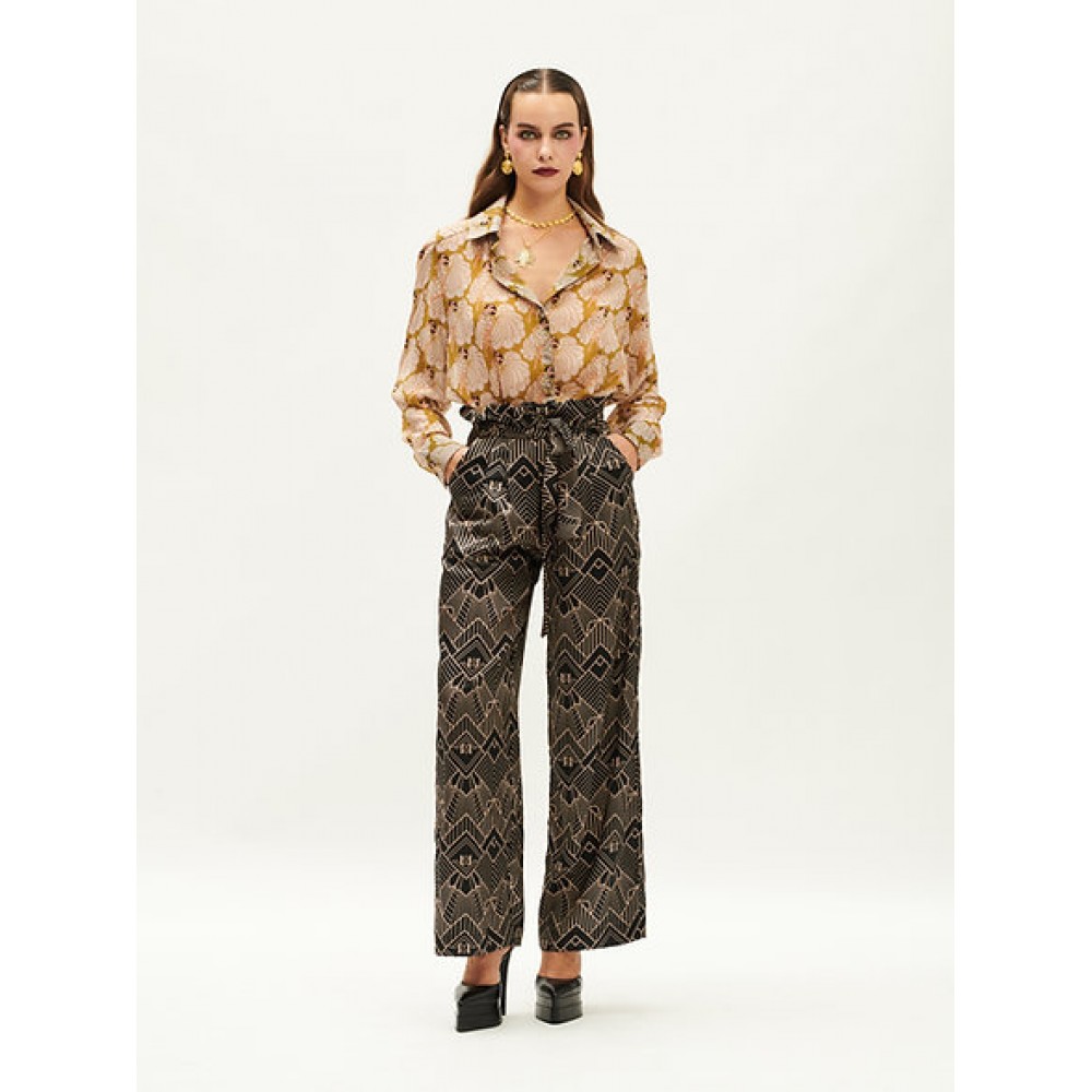 HIGH-WAISTED WIDE-LEG PANTS GATSBY BLACK / WE ARE 