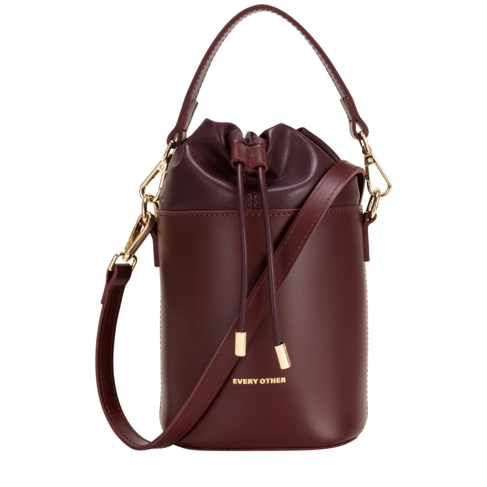 Every Other Drawstring Cylinder Bag - Burgundy