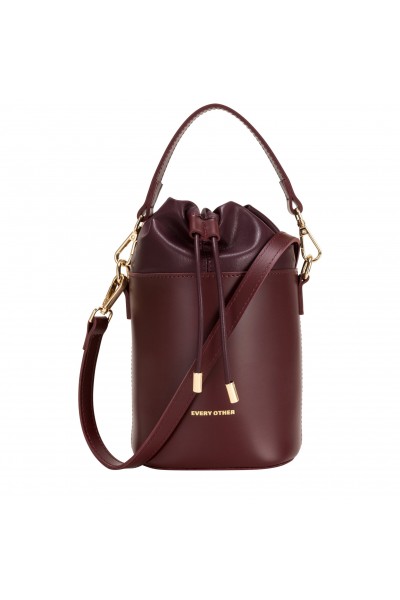 Every Other Drawstring Cylinder Bag - Burgundy