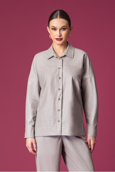 Eco Leather Overshirt - Elephant -MOUTAKI