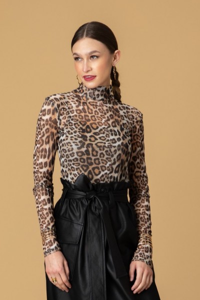 Harper Mesh Turtleneck – Leopard / MOUTAKI