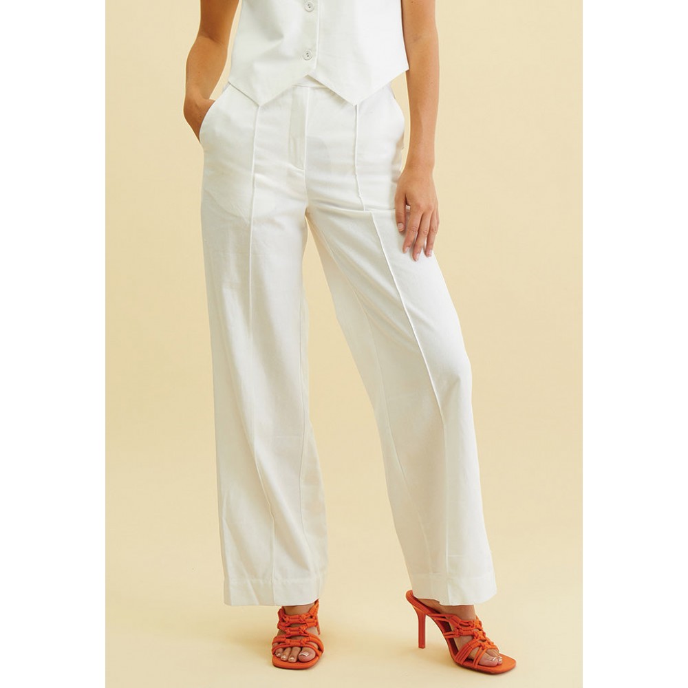 Lucy Pintuck Linen Pants - Gardenia