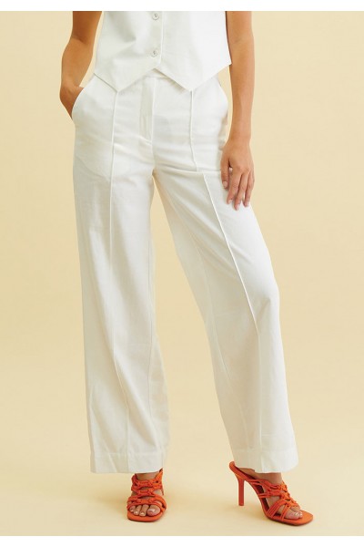 Lucy Pintuck Linen Pants - Gardenia