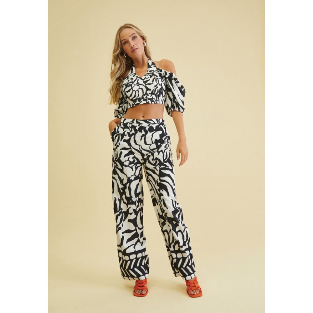 Maya HW Printed Pants - Black Print