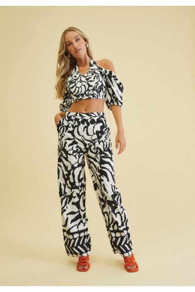 Maya HW Printed Pants - Black Print