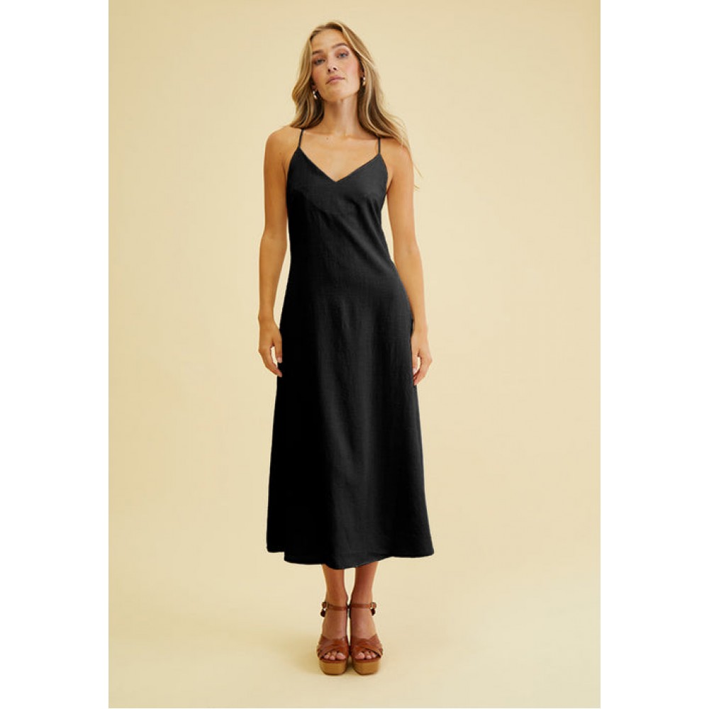 Neva Midi Strap Dress - Black