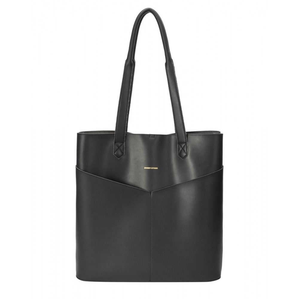 Every Other Twin Pocket Tall Tote Bag in Black