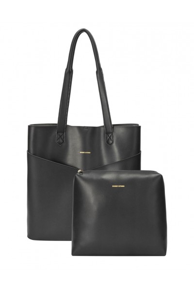 Every Other Twin Pocket Tall Tote Bag in Black