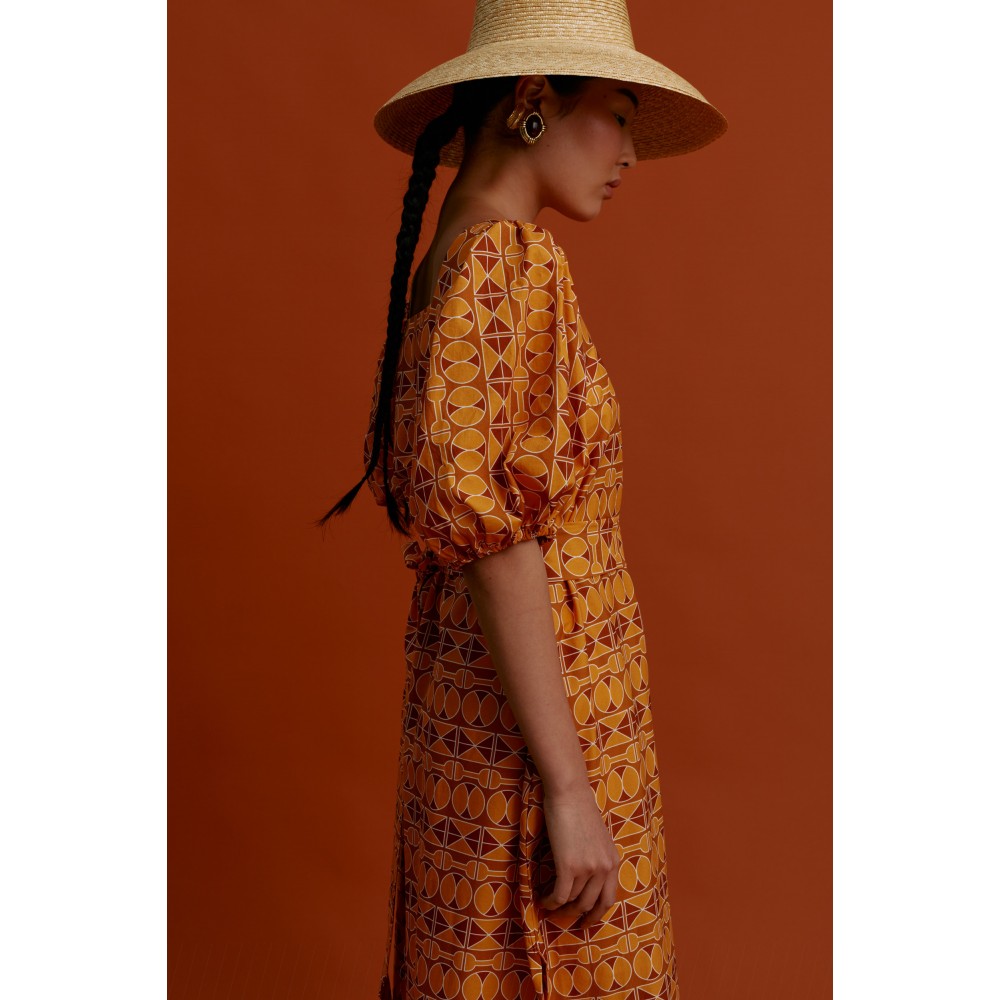 KALAMOTI Maxi Dress (Pyrgousika brown/orange)