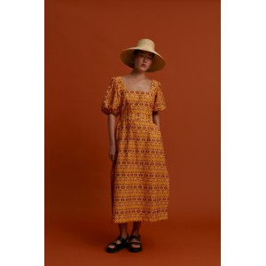 KALAMOTI Maxi Dress (Pyrgousika brown/orange)