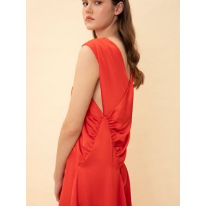 CROSSOVER SATIN TUNIC RED